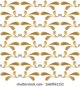 Patrón dorado floral sin fisuras con ramas sobre fondo blanco. Ornamento con hojas degradadas. Ilustración vectorial navideña.Diseño artístico de plantilla para página web, texturas, tarjeta, afiche, tela, textil.