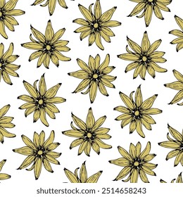 Patrón sin costuras dorado floral. Ilustración vectorial