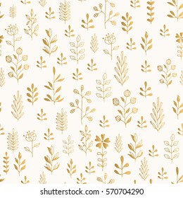 Floral golden seamless pattern. Vector background.