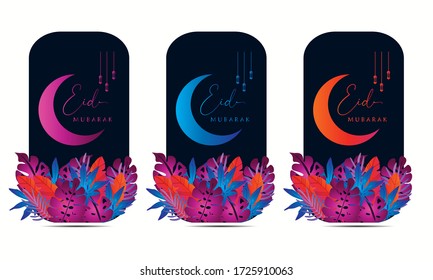 tarjeta de bienvenida de gradiente floral eid mubarak diseño