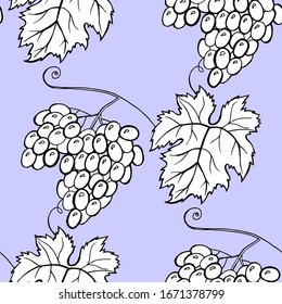 Floral grape seamless pattern. Vector hand draw cartoon style