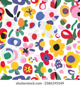 Floral graphic with abstract style seamless pattern