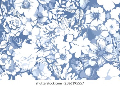 Floral graphic with abstract style seamless pattern