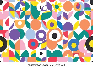 Floral graphic with abstract style seamless pattern