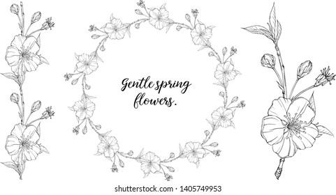 floral graphic composition with spring flowers
