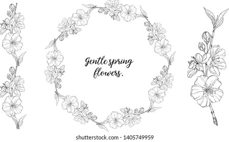 floral graphic composition with spring flowers