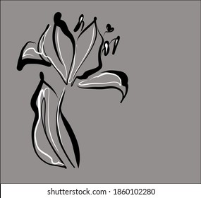 Patrón de diseño gráfico floral, dibujo vectorial. Diseño de flor de tulipán natural. Dibujo gráfico floral de un lirio o tulipán. logotipo.