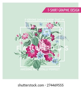 Diseño gráfico floral - para camisetas, moda, impresiones - en vector