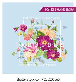 Floral Graphic Design - for t-shirt, fashion, prints - in vector