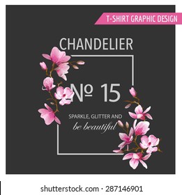 Diseño gráfico floral - para camisetas, moda, impresiones - en vector