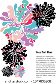 Floral graphic elements vector set. Flowers and plants hand drawn illustrations. Space for text