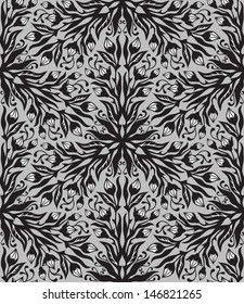 Floral graphic hand-drawn seamless pattern.