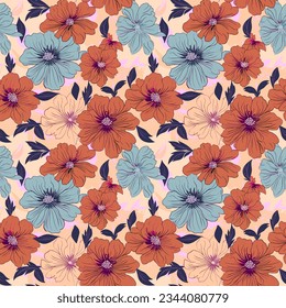 A floral graphic pattern, weaving together flowers and leaves in a harmonious design. This versatile pattern evokes natural beauty and elegance, suitable for textiles, wallpapers, and creative project