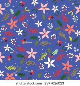  floral graphic pattern, weaving together flowers and leaves in a harmonious design. This versatile pattern evokes natural beauty and elegance, suitable for textiles, wallpapers, and creative