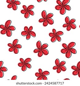 Diseño de garabato gráfico floral. Patrón sin costuras. Flor mínima abstracta. Fondo floral hermoso. Ilustración de arte vectorial para textil, papel pintado. Dibujado a mano con un pincel negro. Escritura.