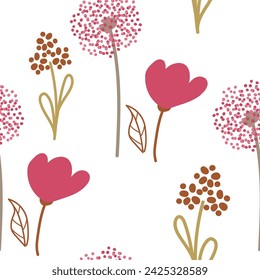 Diseño de garabato gráfico floral. Patrón sin costuras. Flor mínima abstracta. Fondo floral hermoso. Ilustración de arte vectorial para textil, papel pintado. Dibujado a mano con un pincel negro. Escritura.