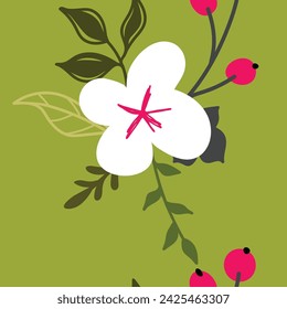 Diseño de garabato gráfico floral. Patrón sin costuras. Flor mínima abstracta. Fondo floral hermoso. Ilustración de arte vectorial para textil, papel pintado. Dibujado a mano con un pincel negro. Escritura.