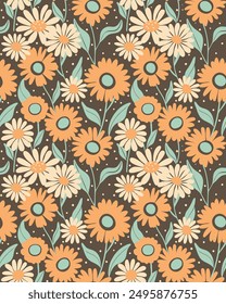 Floral graphic, seamless pattern for decorating all fashion designs, fabrics, wallpapers and prints. on a dark background.