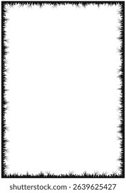 Floral grass frame border background silhouette decorative retro style grainy dusty effect grunge texture