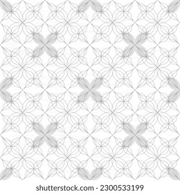 Floral gray pattern with contour flowers intertwined on a white background. Cute design for background, surface, packaging. Seamless ornament