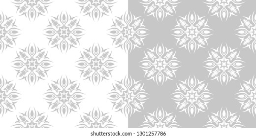 Floral gray seamless backdrops. Monochrome backgrounds compilation
