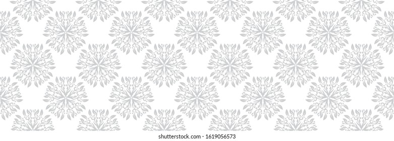 Floral gray seamless pattern. On white background. Vector illustration