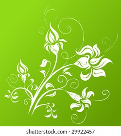 Floral green background, vector illustration