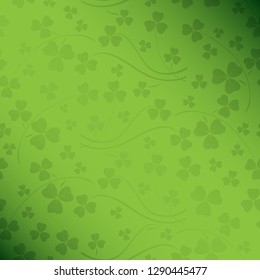 floral green clover saint patrick vector background with gradient and trefoil