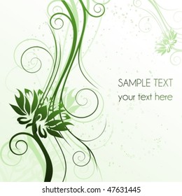 Floral green cover with flowers and place for text,  raster version also available in my portfolio