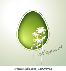 Floral green easter egg. 