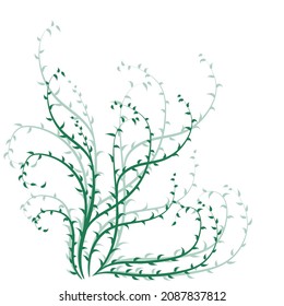 Floral green forest, vector illustration of green plant with leaves, creeper.