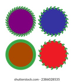 floral green leaf frame design elements. color full circle and outer leaf design square, rectangle, circle, oval. Wedding invitation frame set