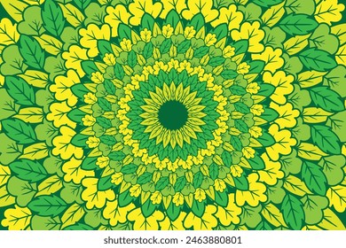 floral green leaf mandala caleidoscope background vector graphic ornamental illustration