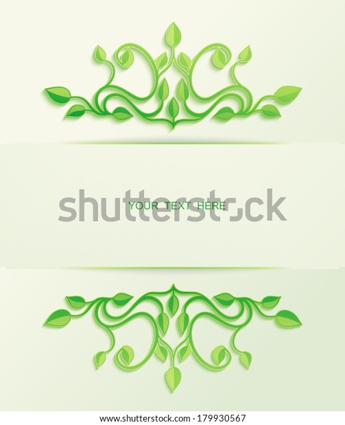 Floral green leaves ornaments with free\
place for text message. Vector\
illustration