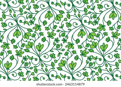 floral green leaves seamless pattern for prints vector graphic illustration backdrop