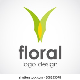 Floral green natural leaf abstract vector logo design template ecology nature business icon bio company identity symbol concept