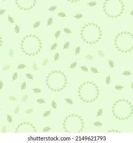 Floral green seamless pattern. Endless background. Design art from simple cute daisies. Small  flowers on a branch for design and printing on fabric. Repeating floral motif for textile. Vector