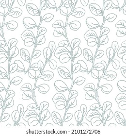 Floral green seamless pattern with eucalyptus leaves for textile or background 