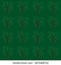 Floral Green Tree Seamless Pattern