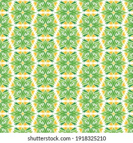 Blumengrün und gelbe Vektormuster, Naturgrüner Hintergrund, Vektorgrafik. Hintergrundhintergrund