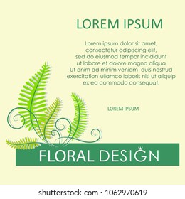 Floral greenery. Forest fern. Card design.   