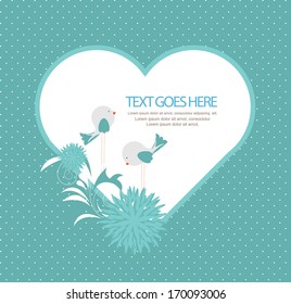 floral greeting card with birds