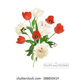 Floral greeting card, can be used as invitation card for wedding, birthday and other holiday. Spring and summer background. Vector illustration.