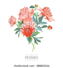 Floral greeting card, can be used as invitation card for wedding, birthday and other holiday. Spring and summer background. Vector illustration.