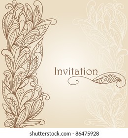 Floral greeting card, doodle vector