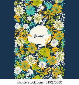 Floral greeting card with flowers and olives.
