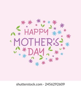 floral greeting card for Happy mothers day bright and modern design