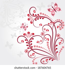 Floral greeting card with hearts