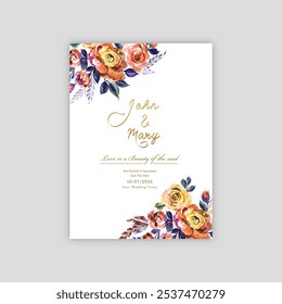 Cartão de Saudação Floral. Ilustrador e designer. Convites de casamento, salvar a data, Convites de aniversário, Convites de vídeo, E-Cards.