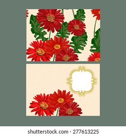 Floral greeting card, postcard, invitation Collection. Ready for print. Vector illustration with exotic flowers.